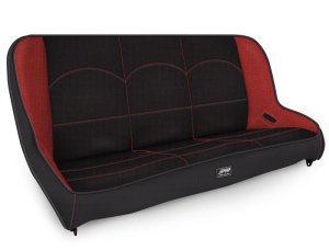 Jeep Wrangler JKU Low Back Rear Bench - PRP Seats - Classic Series - Black/Red - `07-`18
